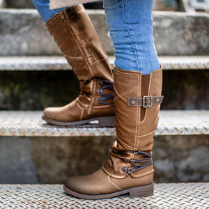 Women's Comfy Vintage Leather Zipper High Boots Snow Boots