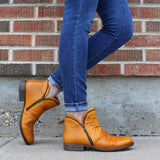 Women's Trendy Vintage Leather Booties Ankle Boots With Zipper