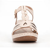 Women's Leather Sandals With Metal Buckle Stitching