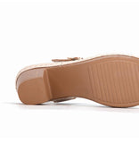 Women's Leather Sandals With Metal Buckle Stitching