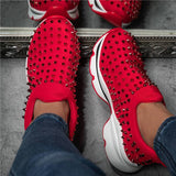 Women's Rivet Slip-On Platform Causal Sneakers