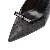 Pointed Polka-dot High Heels Bow Transparent Sandals
