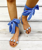 Bohemian Bow Tie Women Flat Sandals