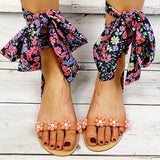 Bohemian Bow Tie Women Flat Sandals