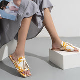 Flower Tassel Flat-heel Solid Color Women's Sandals And Slippers