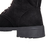 Women's Lace-up Over The Knee Boots Fabric Low Heel Boots