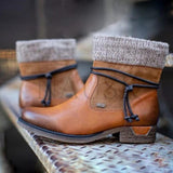 Side Zipper Leather Round Toe Warm Boots