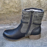 Side Zipper Leather Round Toe Warm Boots