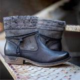 Side Zipper Leather Round Toe Warm Boots