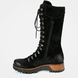 Women's Mid Calf Lace-up Leather Boots