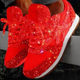 Women's Sequins Lace-up Casual Sneakers