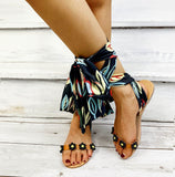 Bohemian Bow Tie Women Flat Sandals