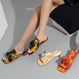 Flower Tassel Flat-heel Solid Color Women's Sandals And Slippers