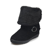 Women's Solid Color Buckle Thicken Cotton Boots