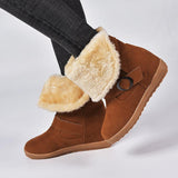 Women's Solid Color Buckle Thicken Cotton Boots