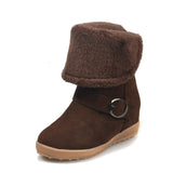 Women's Solid Color Buckle Thicken Cotton Boots