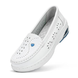 Summer White Leather Comfortable Soft Sole White Shoes