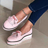 Flat Casual Bowknot Ladies Tassel Lazy Shoes