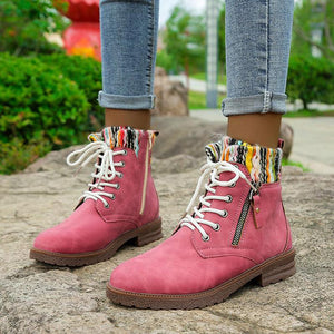 Round Toe Cotton Casual Martin Boots