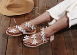 All Over Toe Flower Flat Boho Sandals For Women