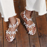 All Over Toe Flower Flat Boho Sandals For Women