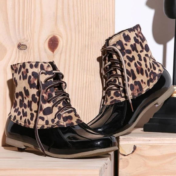 Women's Bling Rain Boots Round Toe Lace Up Boots