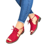Wind Fish Mouth Front Lace-up Side Hollow Square Heel Women Sandals