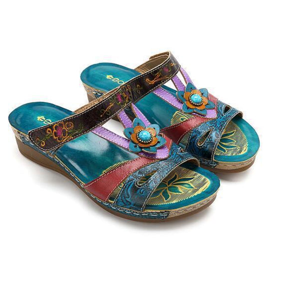 Bohemian Flowers Wedge Sandals