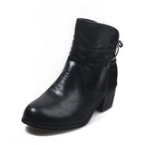 Women's Vintage Lace-up Leather Block Heel Boots