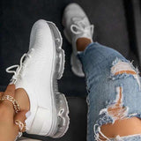 Women's Lace-up Solid Color Casual Flat Sneakers