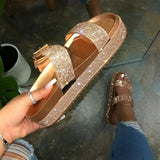 Women's Rhinestone Solid Color Summer Casual Sandals