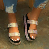 Women's Rhinestone Solid Color Summer Casual Sandals