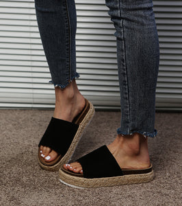 Horsehair One-line Casual Women's Sandals And Slippers