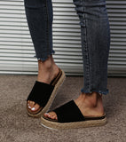 Horsehair One-line Casual Women's Sandals And Slippers
