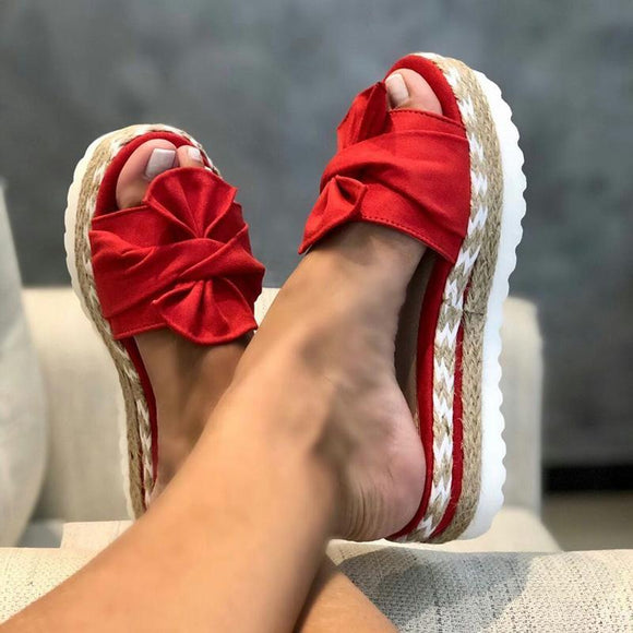 Women's Bowknot Wedge Heel Beach Sandals