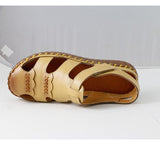 Women's Leather Soft Sole Toe Cap Thick-soled Hollow Sandals