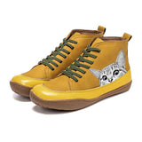 Lightweight Soft Cat Printing Lace Up Ankle Boots