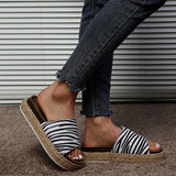 Horsehair One-line Casual Women's Sandals And Slippers