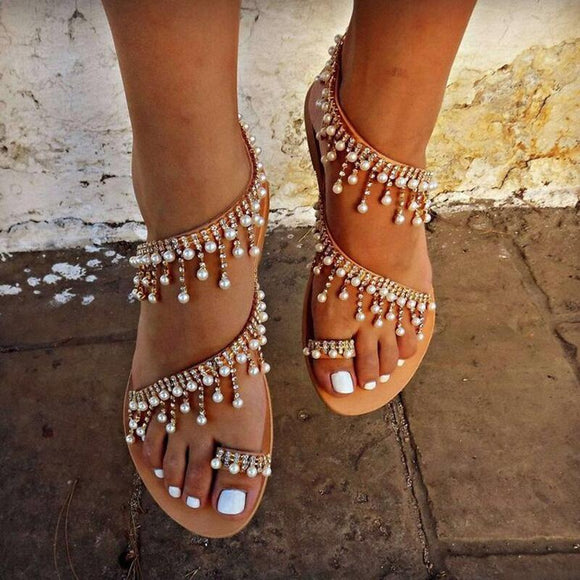 Women's Bohemia Beaded Casual Comfy Sandals