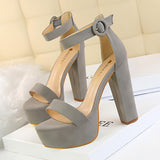 Women's Thick Heel High Heels Sexy Open Toe Belt Buckle Sandals
