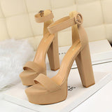 Women's Thick Heel High Heels Sexy Open Toe Belt Buckle Sandals