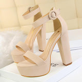 Women's Thick Heel High Heels Sexy Open Toe Belt Buckle Sandals