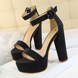 Women's Thick Heel High Heels Sexy Open Toe Belt Buckle Sandals