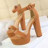 Women's Thick Heel High Heels Sexy Open Toe Belt Buckle Sandals