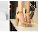 Women's Thick Heel High Heels Sexy Open Toe Belt Buckle Sandals