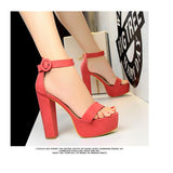 Women's Thick Heel High Heels Sexy Open Toe Belt Buckle Sandals