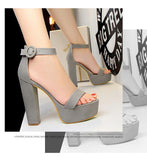 Women's Thick Heel High Heels Sexy Open Toe Belt Buckle Sandals