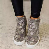 Women's Camouflage Canvas Hidden Heel Shoes