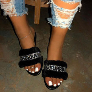 Women's Comfy Plush Flat Casual Slippers